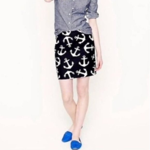 J. Crew Women's Size 0 Dizzy Anchors Postage Stamp Mini Skirt Nautical NEW - Picture 2 of 11